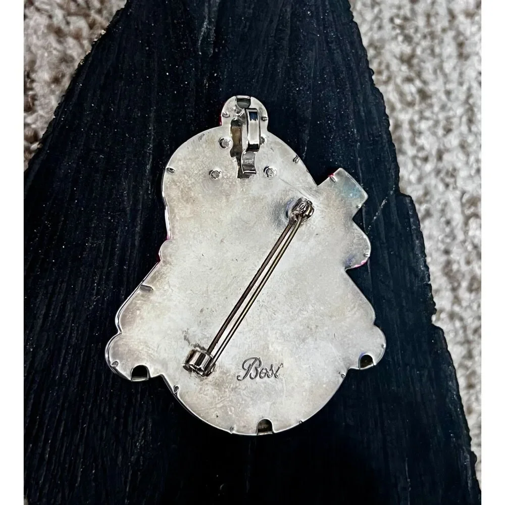 Vintage Best Snowman Brooch, Pendant, Ornament – 1980s Enamel Christmas Jewelry